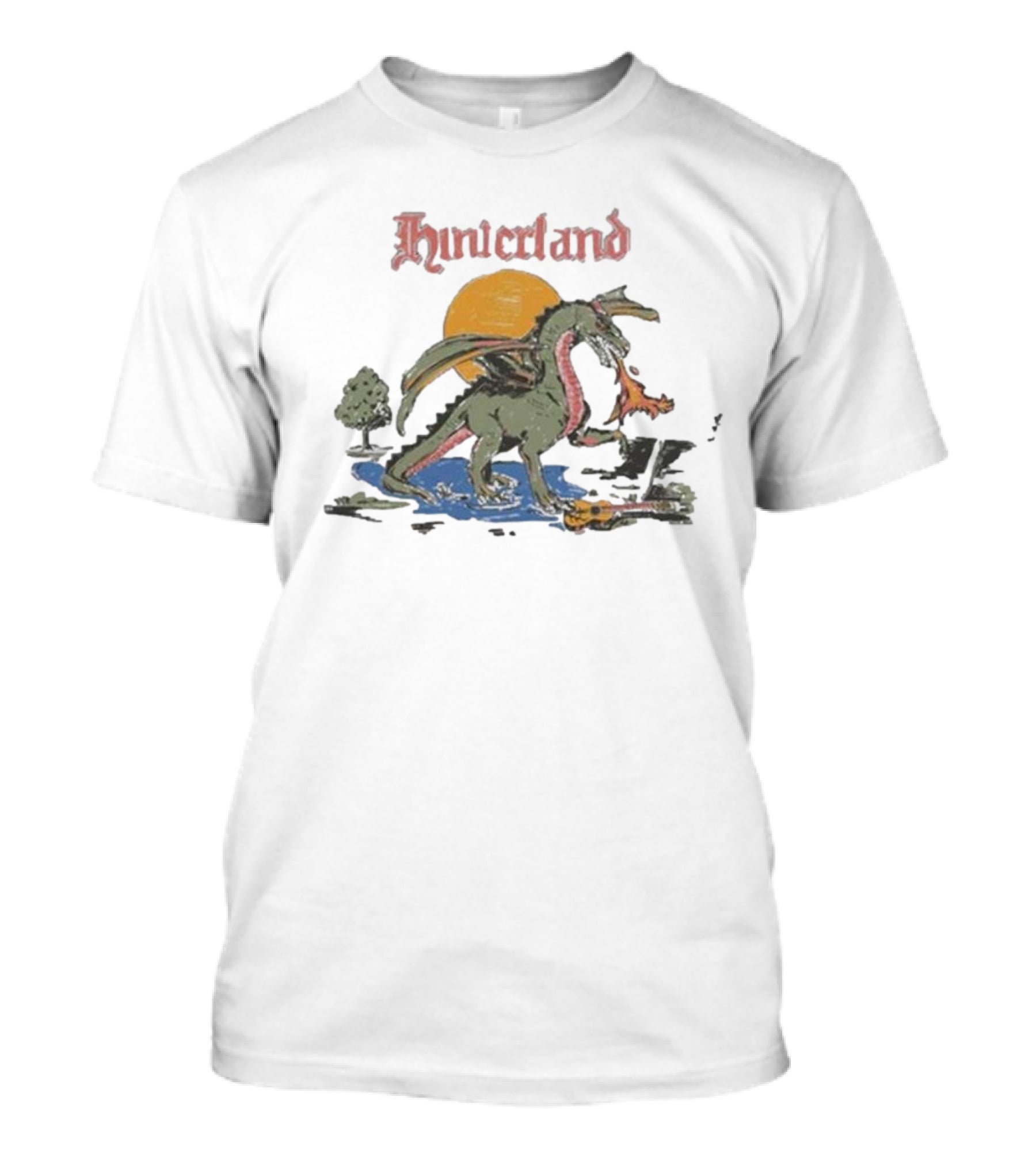 Hinterland Dragon With Orange Sun And Fire T-Shirt