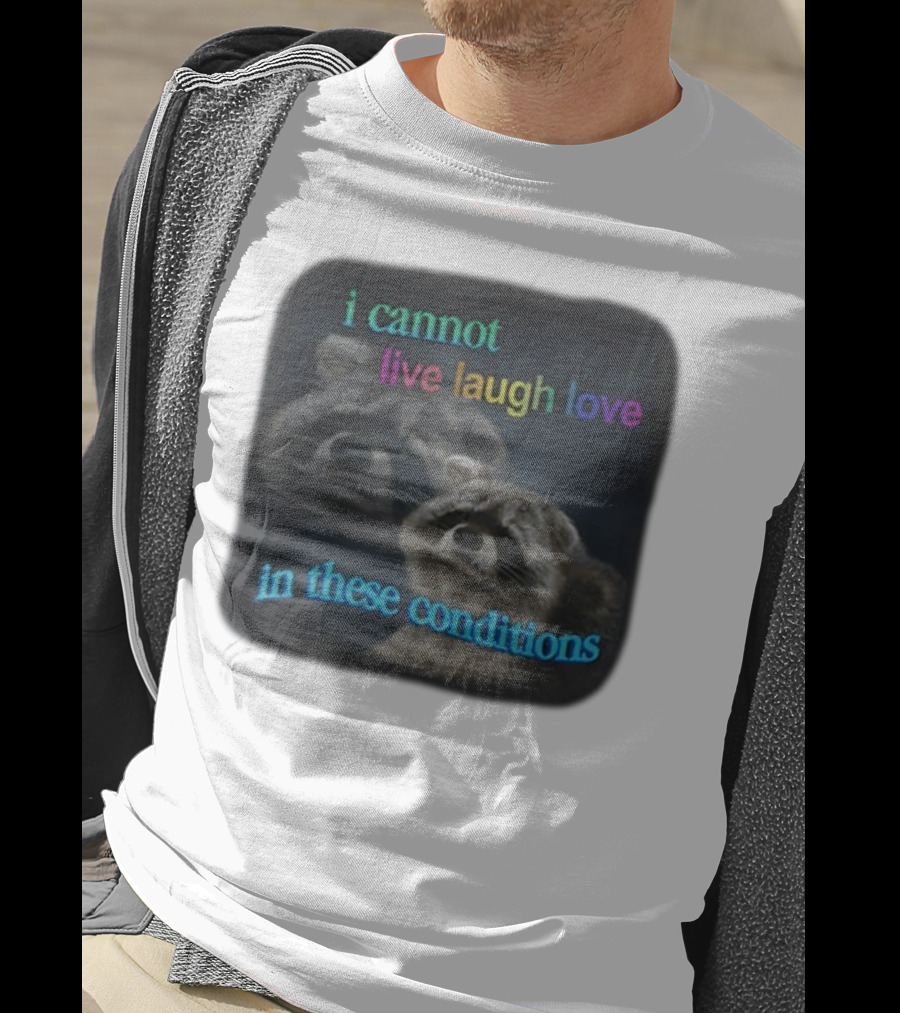 I Cannot Live Laugh Love In These Conditions Raccoon Duo Reality Check T-Shirt