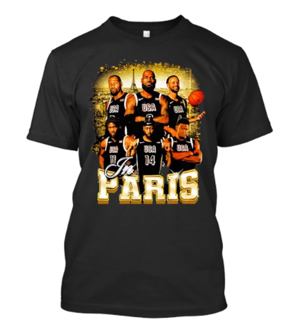 USA Basketball Players In Paris Eiffel Tower T-Shirt