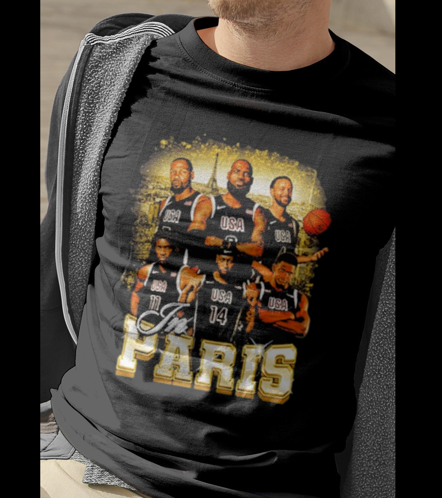 USA Basketball Players In Paris Eiffel Tower T-Shirt