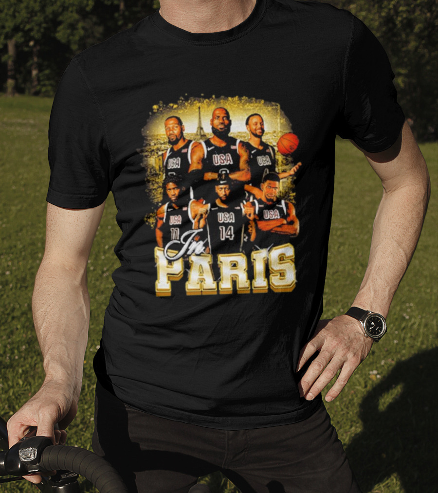 USA Basketball Players In Paris Eiffel Tower T-Shirt