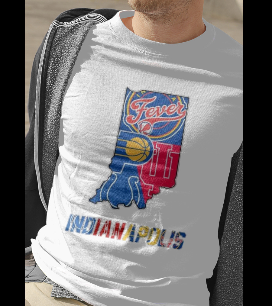 Indianapolis Fever Pacers IU Colts Map T-Shirt