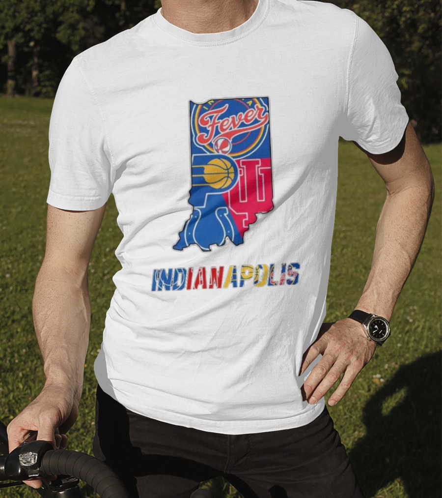 Indianapolis Fever Pacers IU Colts Map T-Shirt