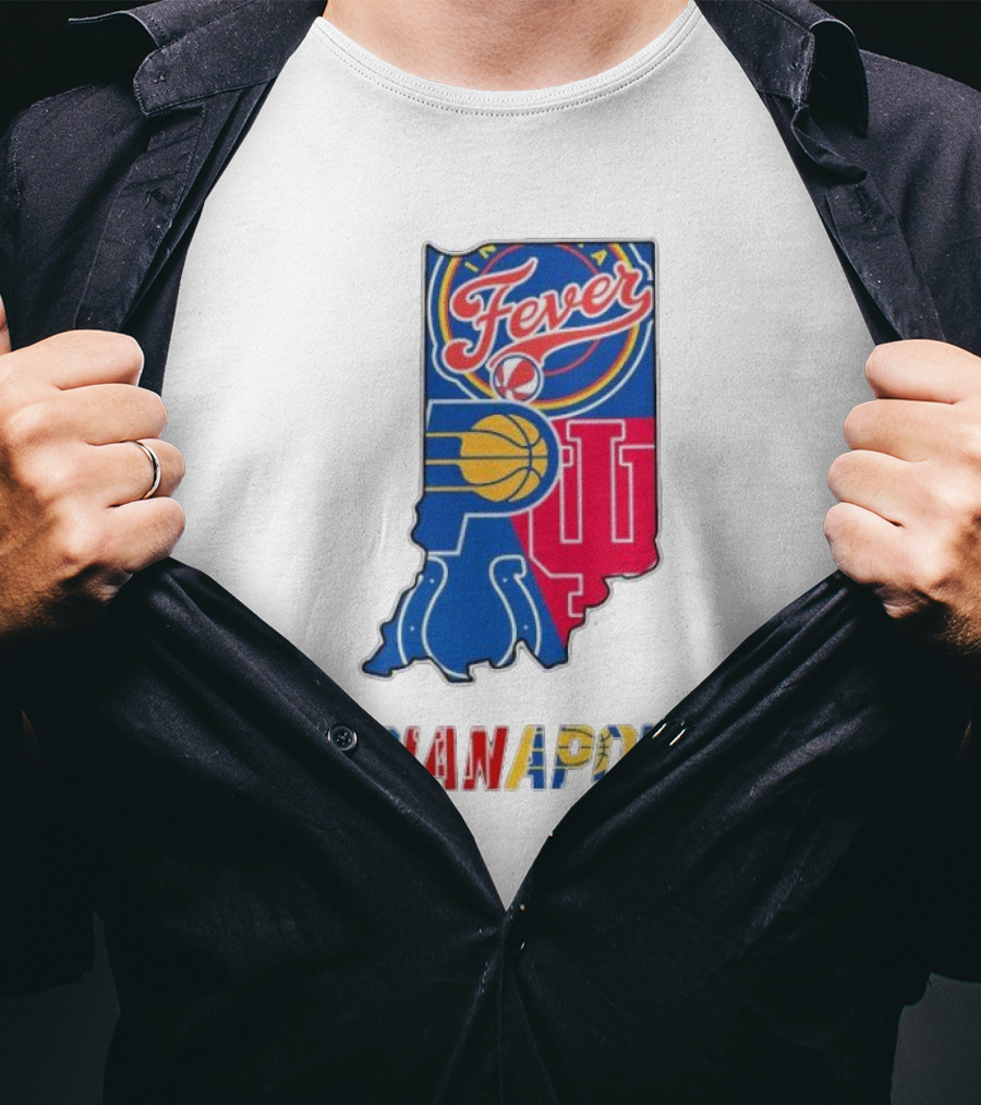 Indianapolis Fever Pacers IU Colts Map T-Shirt