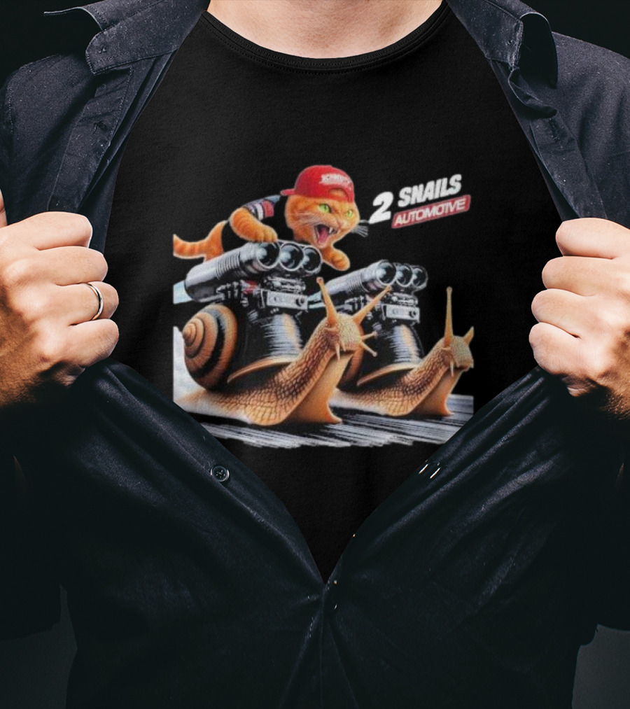 2 Snails Automotive Schmidty Tuning Racing Cat T-Shirt