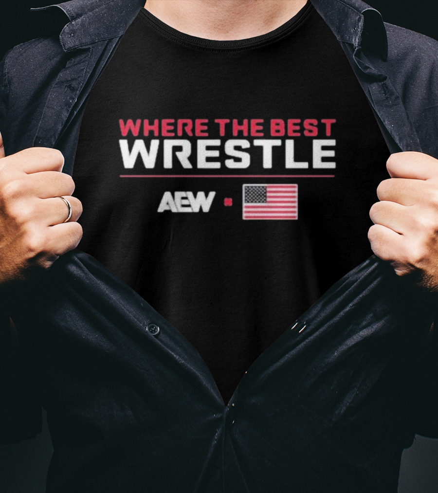 AEW Where The Best Wrestle United States Flag T-Shirt