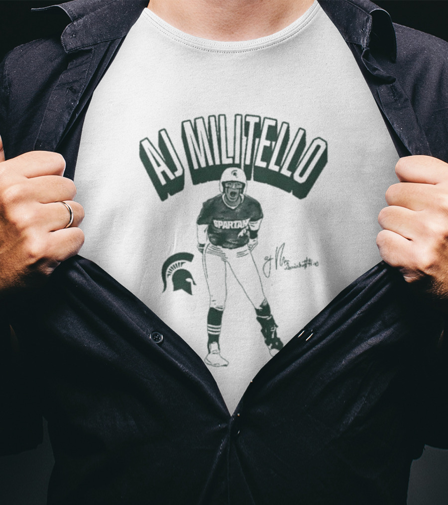 AJ Militello Spartans Michigan State Football Signature T-Shirt