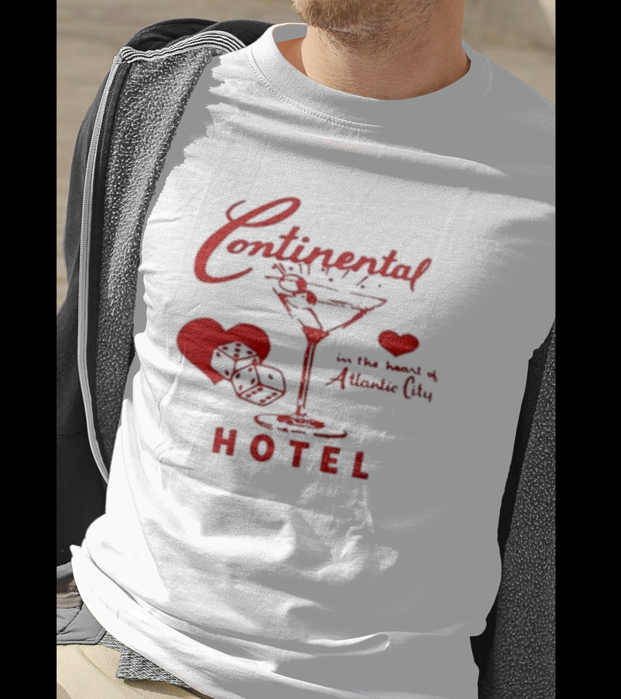 Continental Hotel In The Heart Of Atlantic City With Hearts And Martini Glass T-Shirt