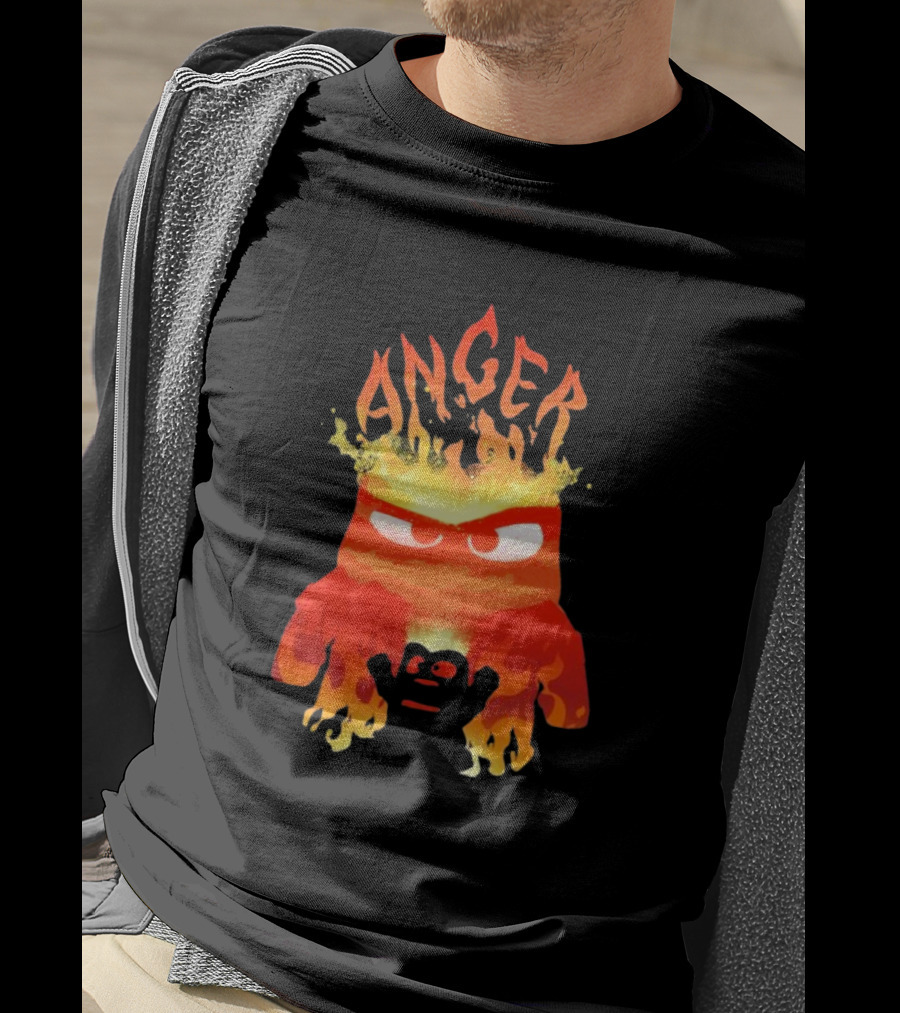 Anger Fire Inside Out Movie Character With Flaming T-Shirt