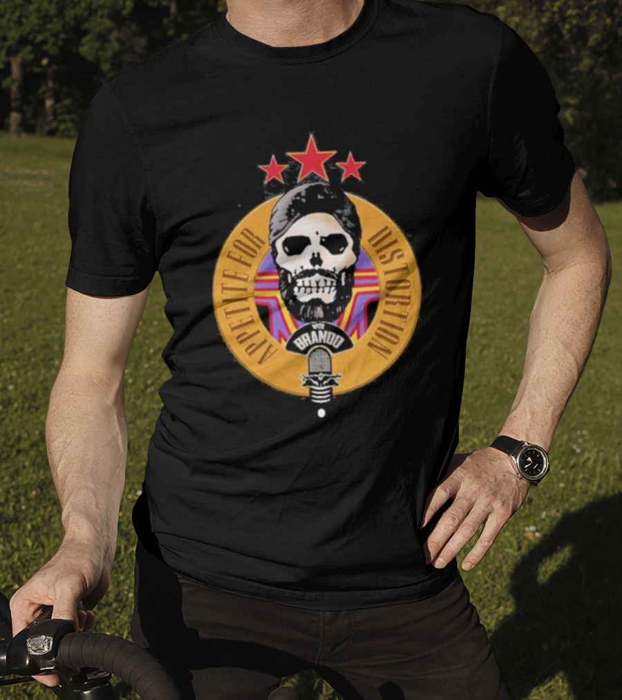 Appetite For Distortion Podcast Brando Skull And Microphone T-Shirt
