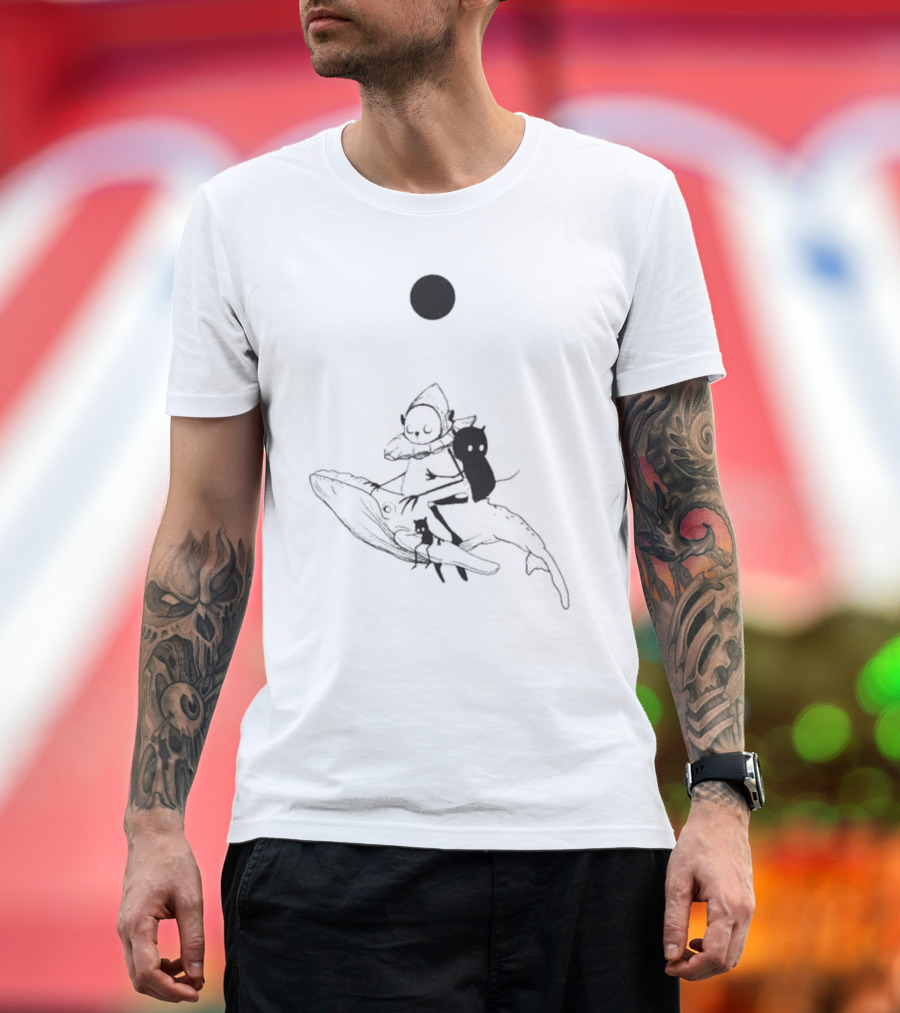 Are We There Yet On Our Way Forever Surreal Illustration with Whimsical Character and Creatures T-Shirt