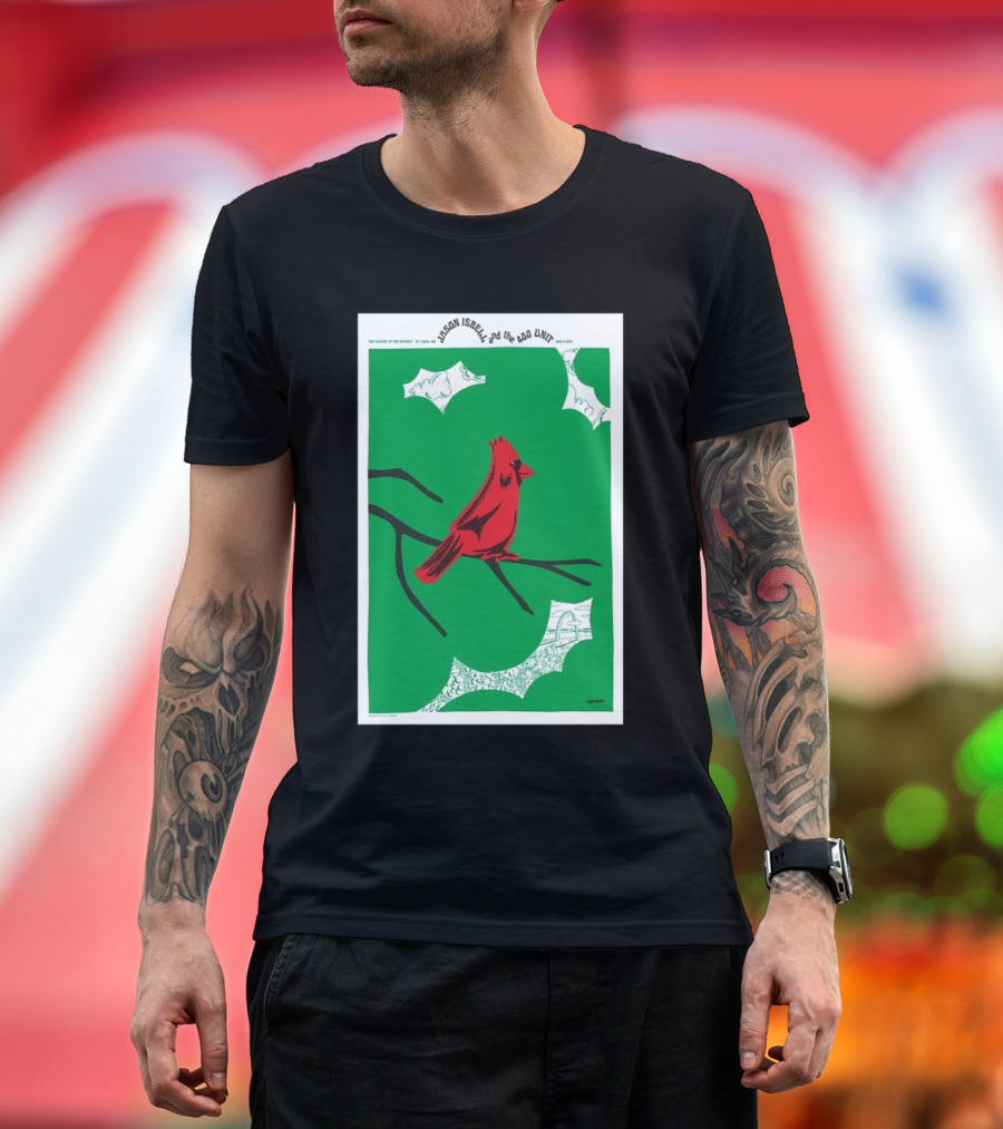 Jason Isbell And The 400 Unit August 8 2024 The Factory St. Louis MO Cardinal on Green Branches T-Shirt