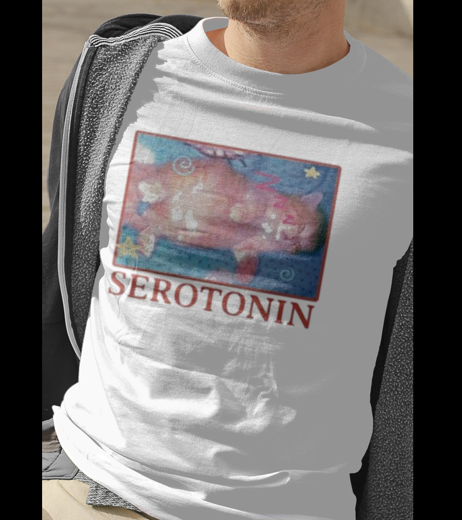 K45ink Serotonin Cat With Stars And Spirals T-Shirt