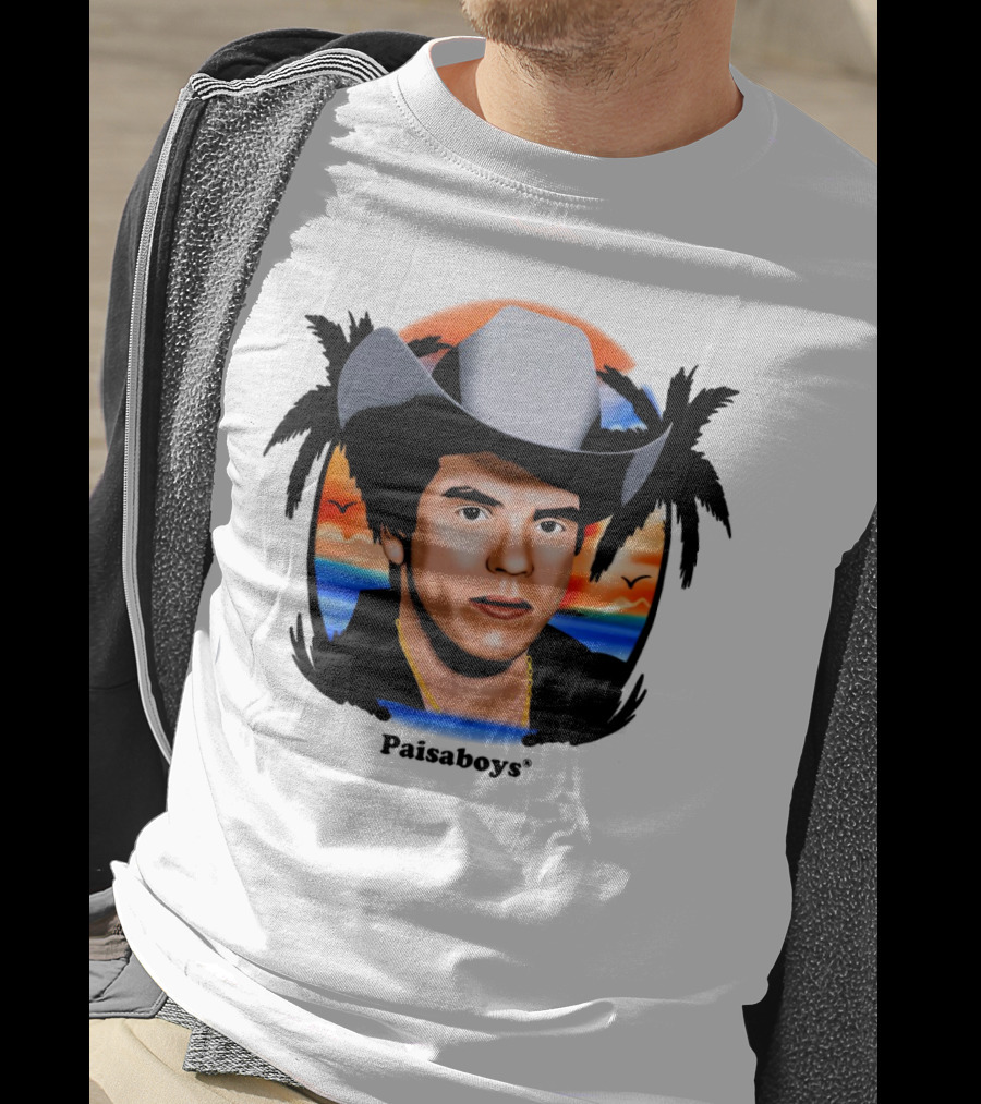 Paisaboys Sinaloa Sunset Cowboy And Tropical Ocean Scene T-Shirt