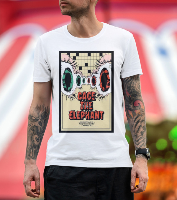 Premium T-Shirt: Cage The Elephant Noblesville IN Ruoff Music Center August 7 T-Shirt Cage The Elephant Noblesville IN Ruoff Music Center August 7 T-Shirt