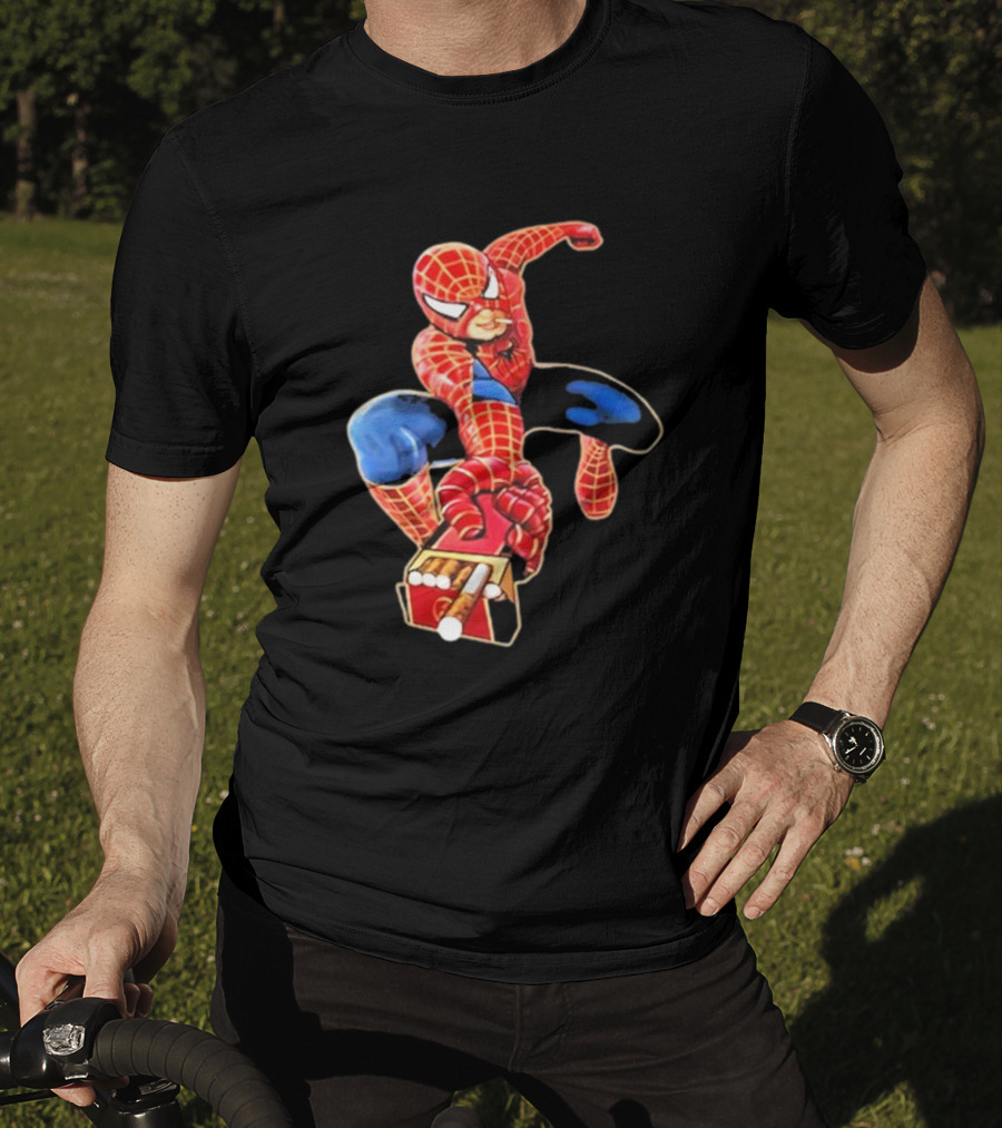 Shithead Steve Superman Smoker Man Spider-Man Cigarette Box Swing T-Shirt