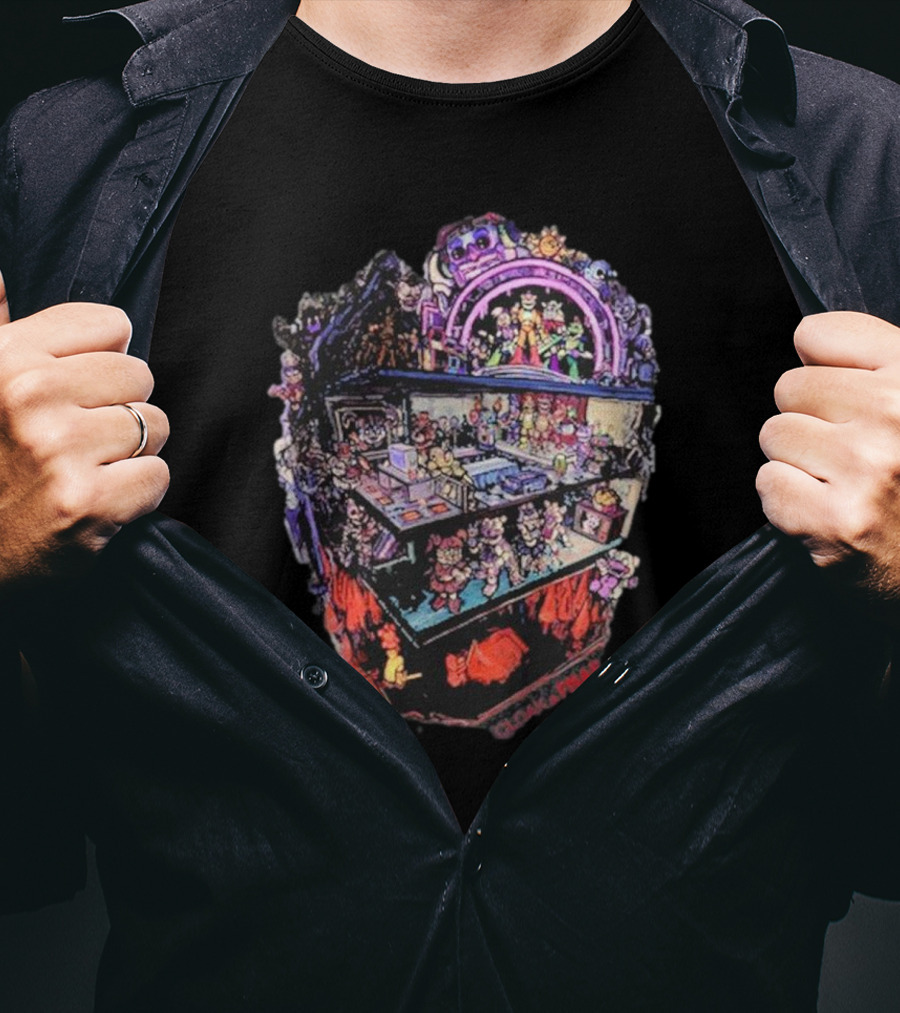 Walkapedia Ultrashield Race Products Colorful Cartoon Characters Scene T-Shirt