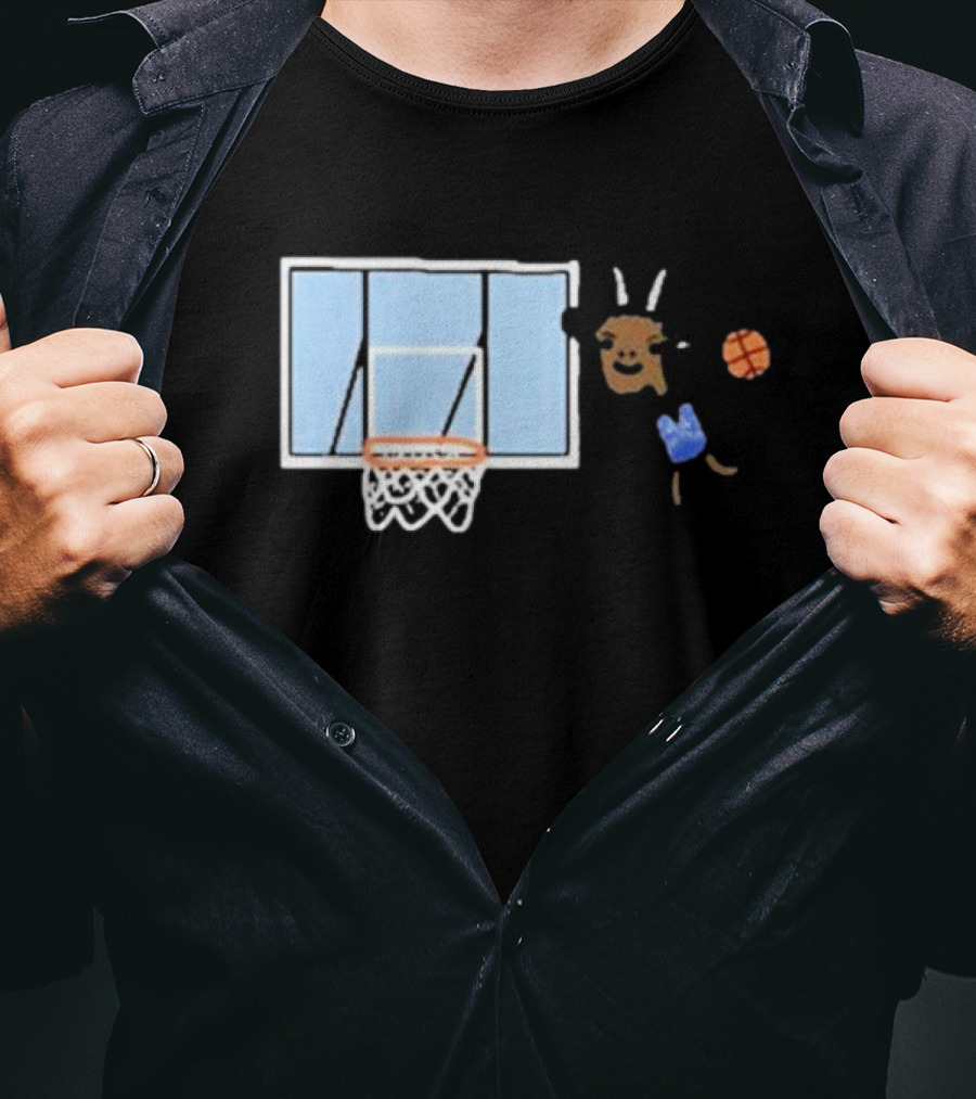 Goat Biles Basketball Dunking Goat With Jersey And Hoop T-Shirt