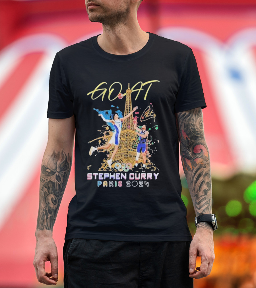 GOAT Stephen Curry Paris 2024 Eiffel Tower Olympics Basketball T-Shirt