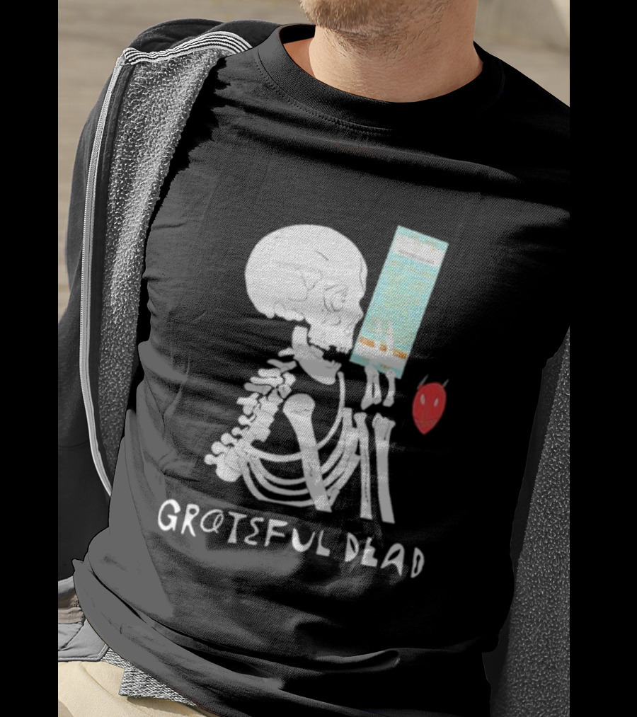 Grateful Dead Friends Of The Devils Skeleton With Ticket And Red Devil Head T-Shirt