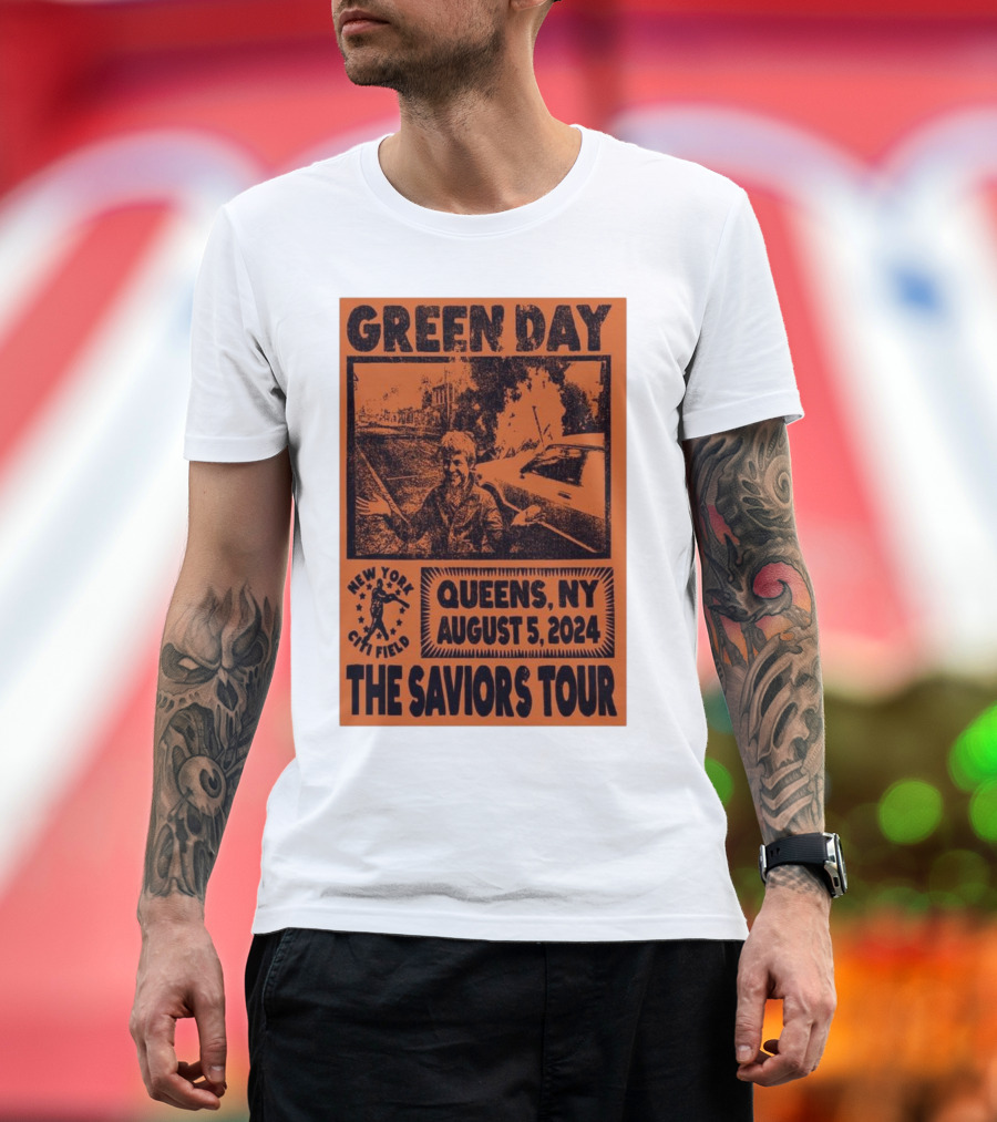 Green Day New York City Field Queens NY August 5 2024 The Saviors Tour T-Shirt