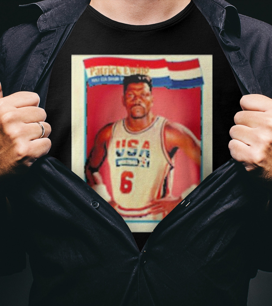 Patrick Ewing USA Basketball Dream Team 1992 NBA Hoops USA Olympic Team नंबर 6 T-Shirt