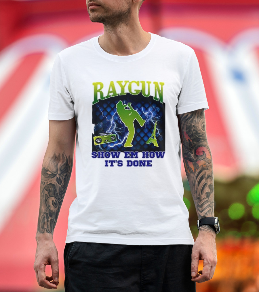 Raygun Show Em How It’s Done Electric Dance Eiffel Tower Boombox T-Shirt