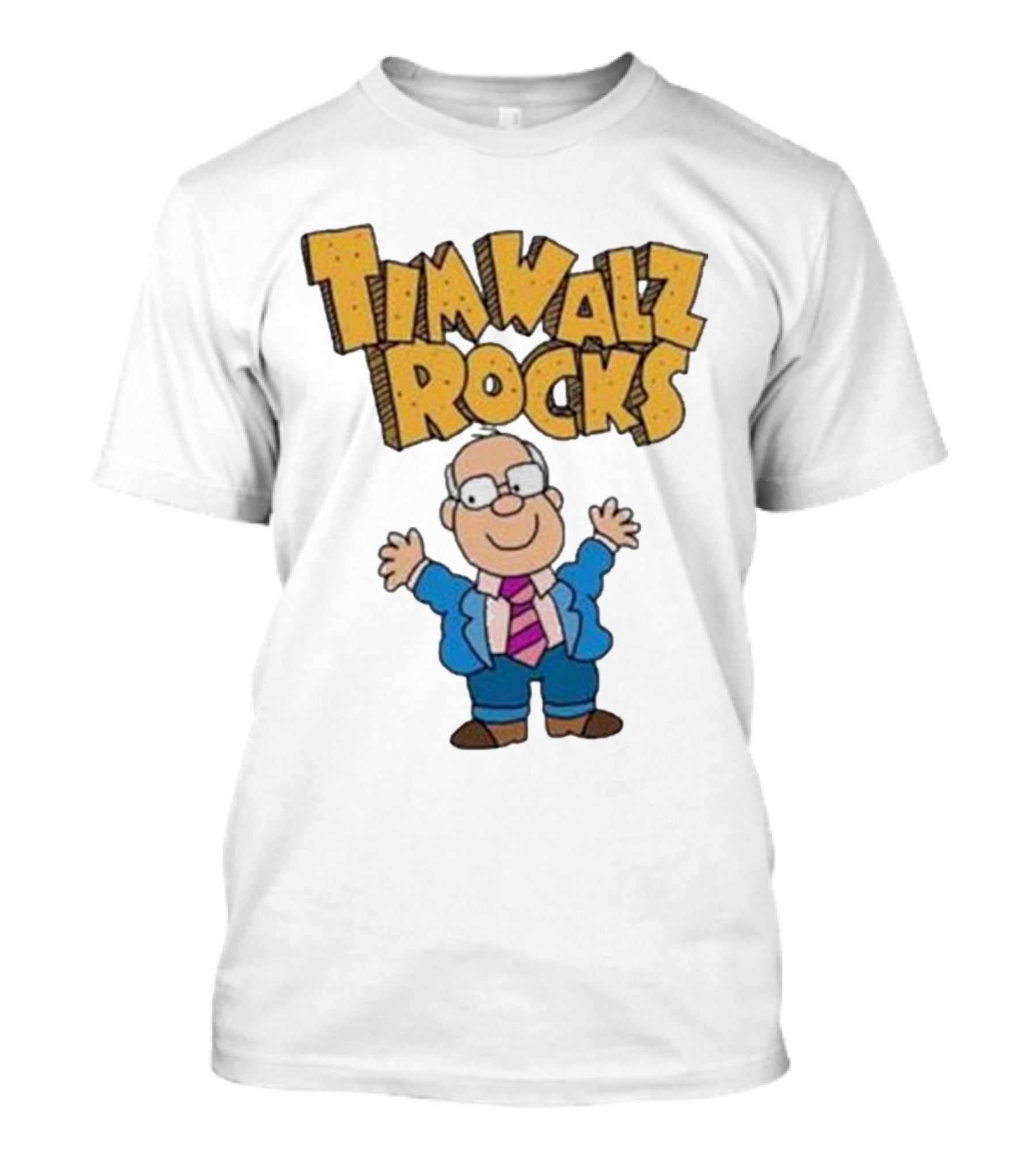 Tim Walz Rocks Cartoon Character In Tie And Suit T-Shirt