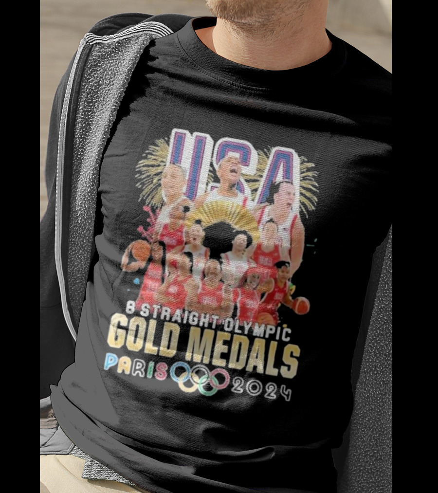 USA Basketball Women Team 8 Straight Olympic Gold Medals Paris T-Shirt
