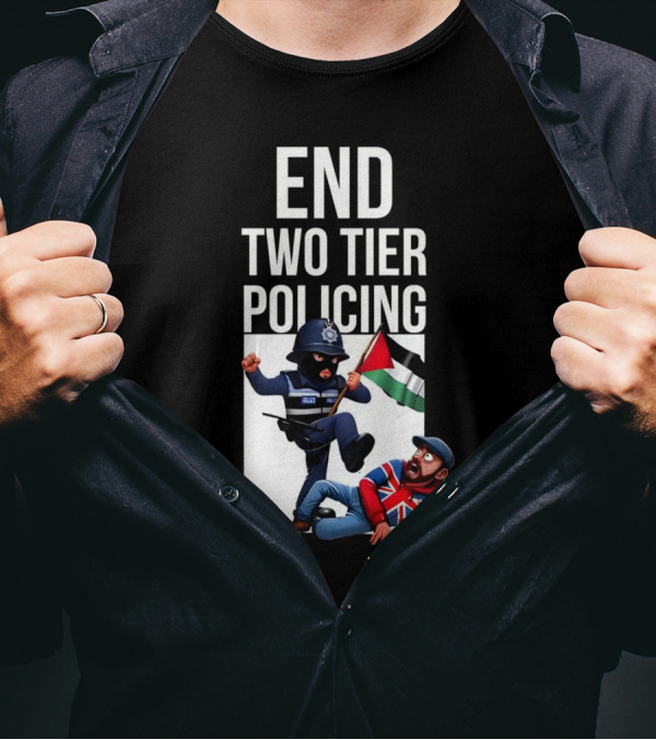 END TWO TIER POLICING British Officer And Palestinian Flag T-Shirt
