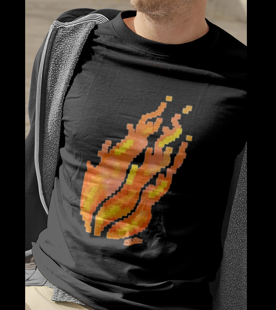 Fire Pixel Flame McLovin Burn Sunset Pixels T-Shirt