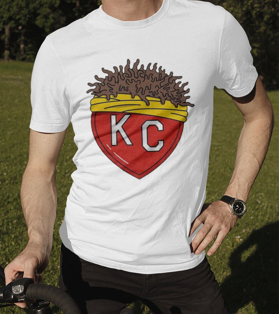 KC Franchise Heart Emblem With Brown Hair And Yellow Band T-Shirt
