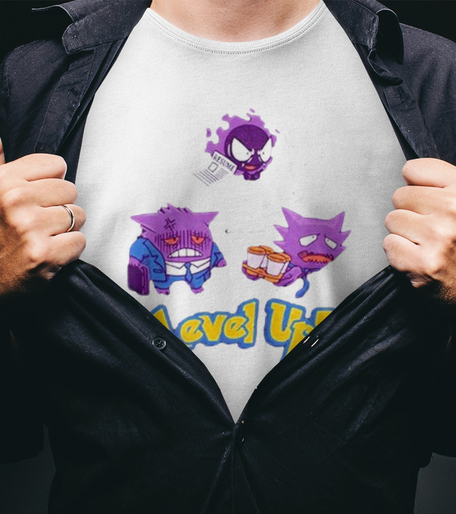 Gengar Evolution Level Up Journey With Resume And Briefcase T-Shirt