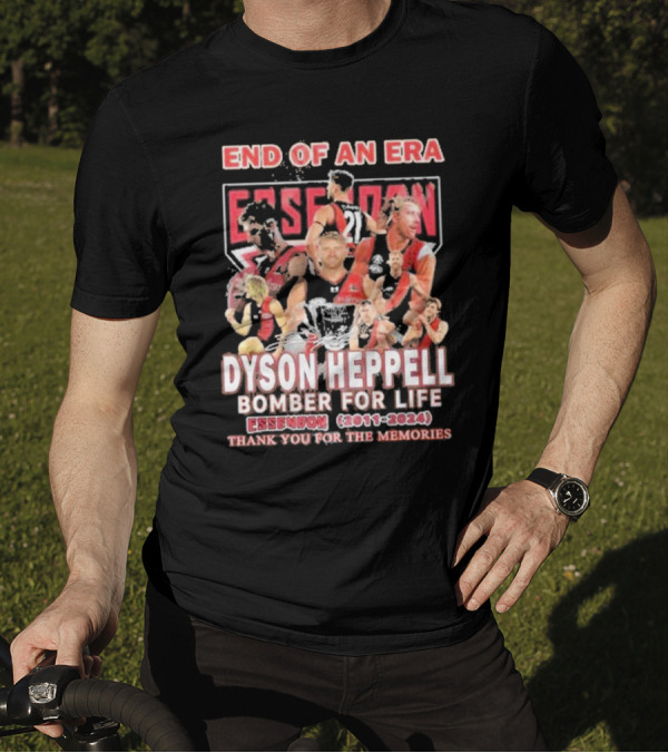 End Of An Era Dyson Heppell Bomber For Life Essendon 2011-2024 Thank You For The Memories T-Shirt