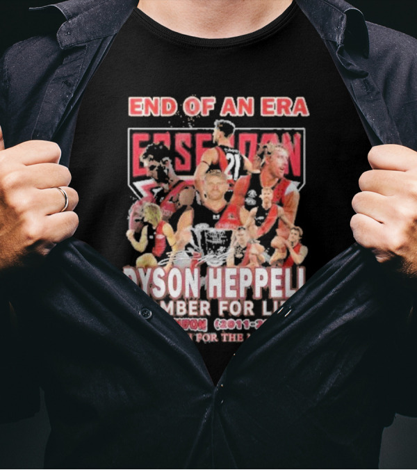 End Of An Era Dyson Heppell Bomber For Life Essendon 2011-2024 Thank You For The Memories T-Shirt