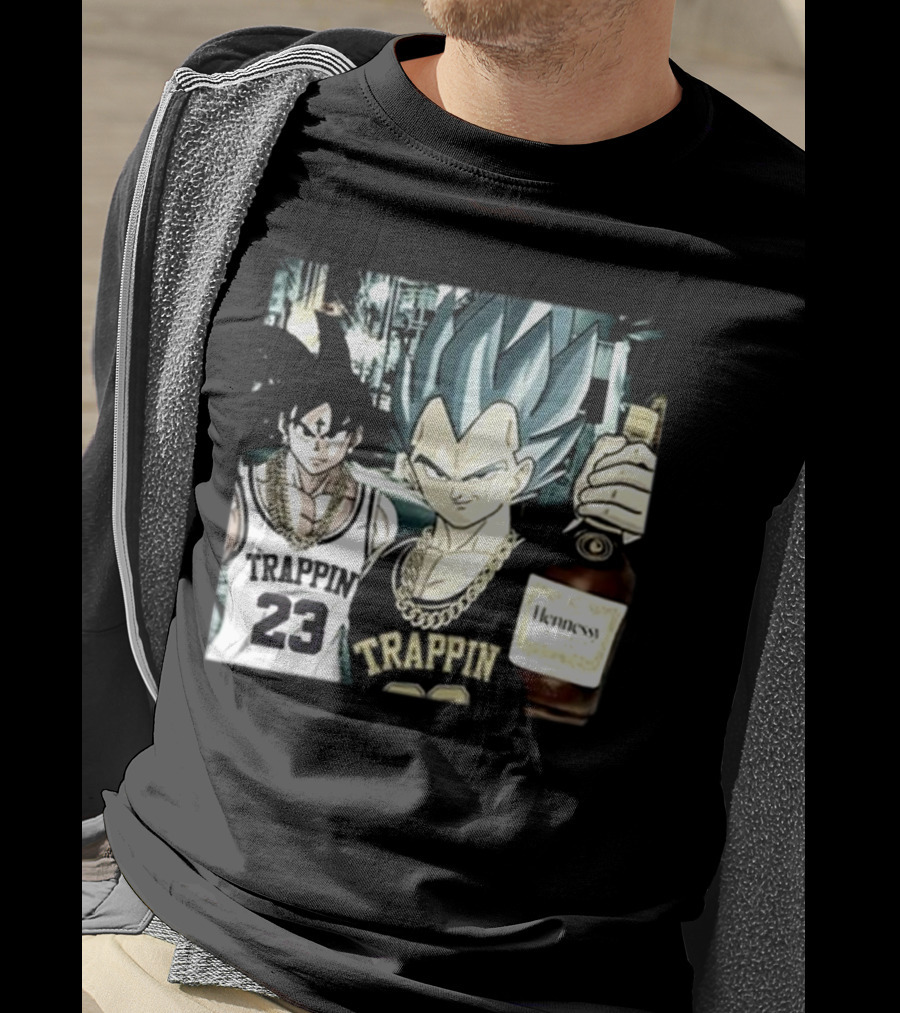 Trappin 23 Goku And Vegeta With Hennessy Bottle T-Shirt