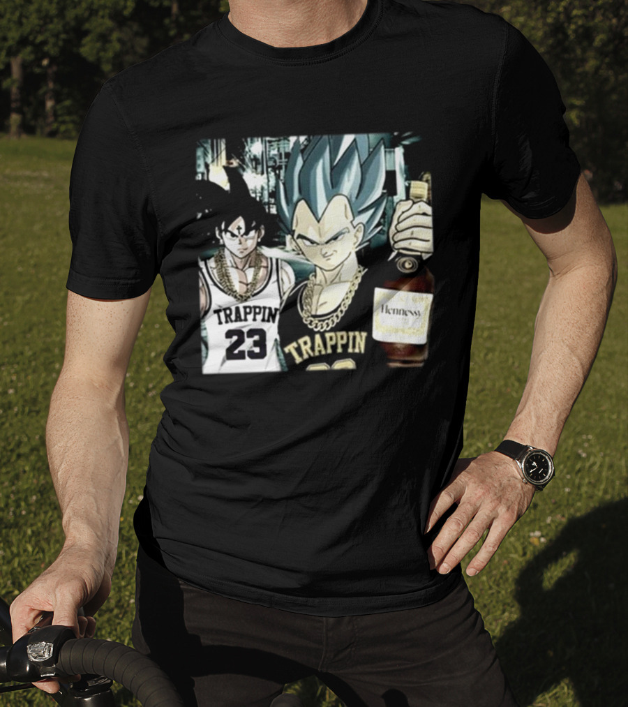 Trappin 23 Goku And Vegeta With Hennessy Bottle T-Shirt