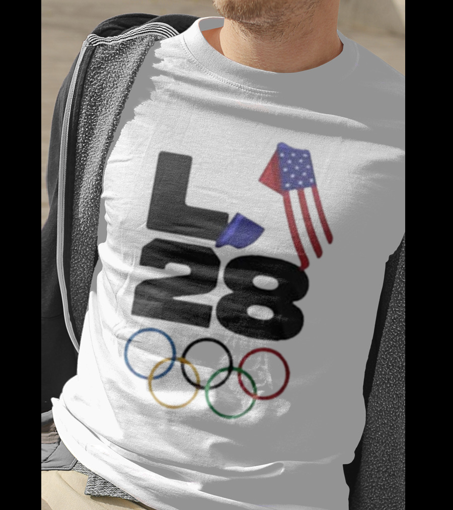 LA 28 Olympics American Flag Rings T-Shirt