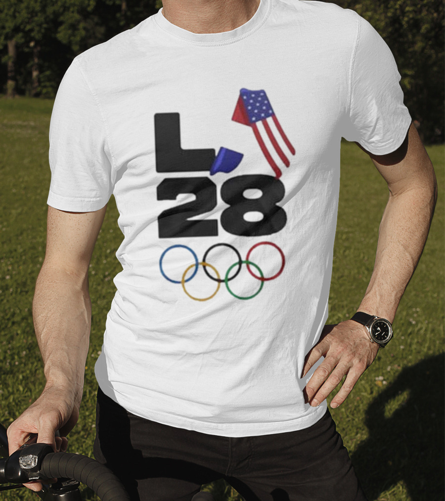 LA 28 Olympics American Flag Rings T-Shirt