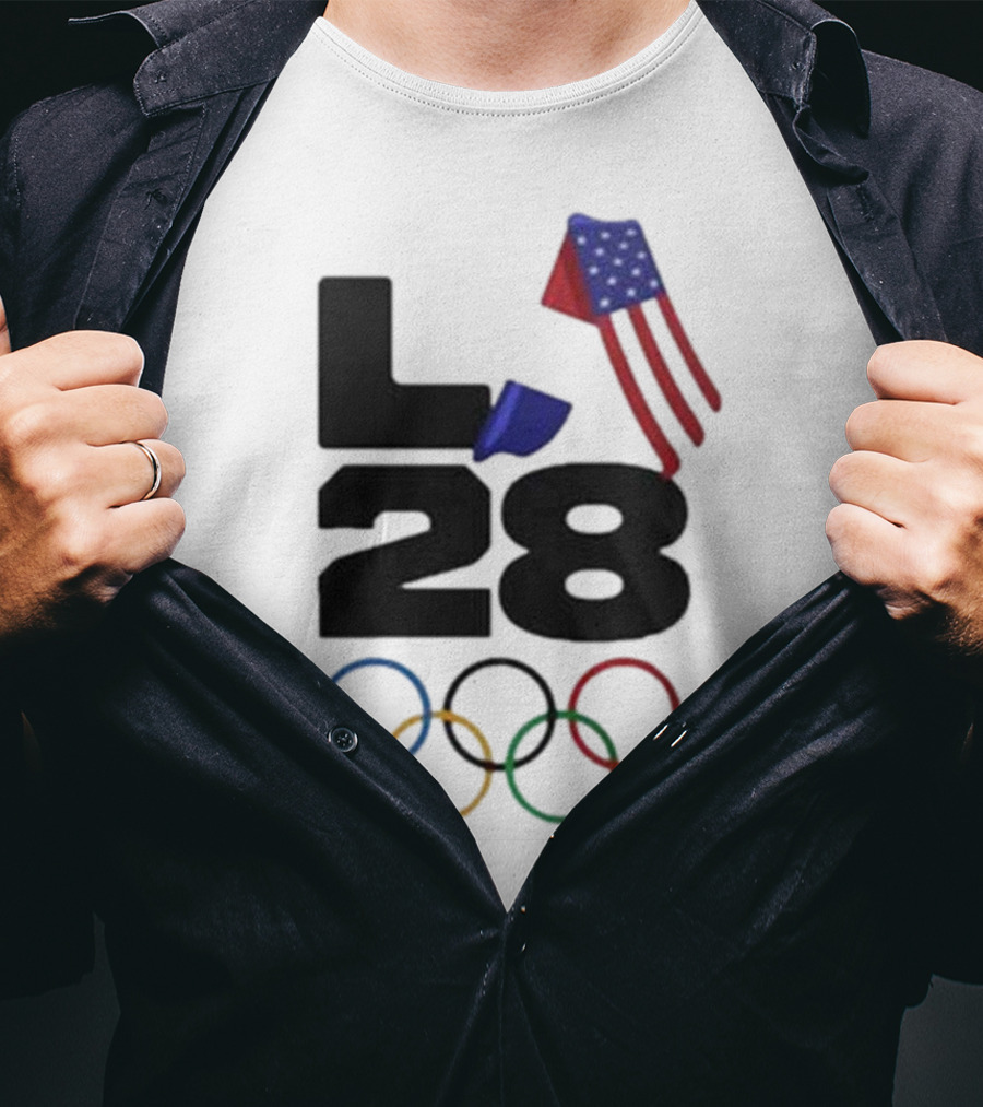 LA 28 Olympics American Flag Rings T-Shirt