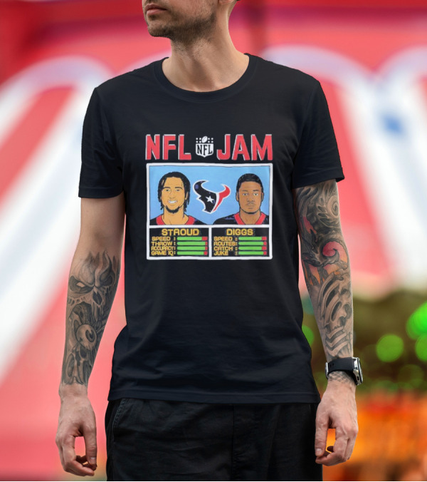 Premium T-Shirt: NFL Jam Texans Stroud Diggs Speed Throw Accuracy Game IQ Catch Juke T-Shirt NFL Jam Texans Stroud Diggs Speed Throw Accuracy Game IQ Catch Juke T-Shirt