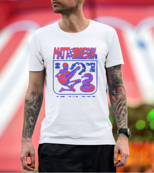 Premium T-Shirt: MATT MAESON That's My Cue 2024 Skeleton Playing Guitar with Snake T-Shirt MATT MAESON That's My Cue 2024 Skeleton Playing Guitar with Snake T-Shirt