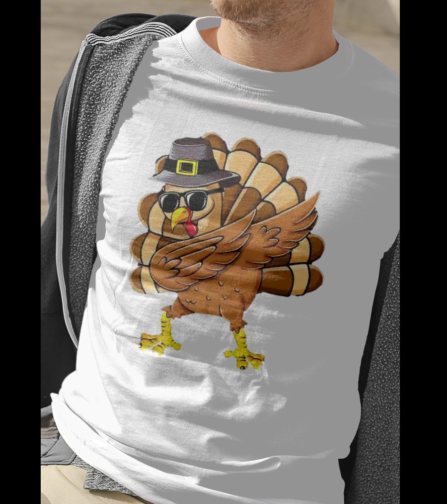 Dabbing Turkey Thanksgiving Day Pilgrim Hat Funny Dab T-Shirt