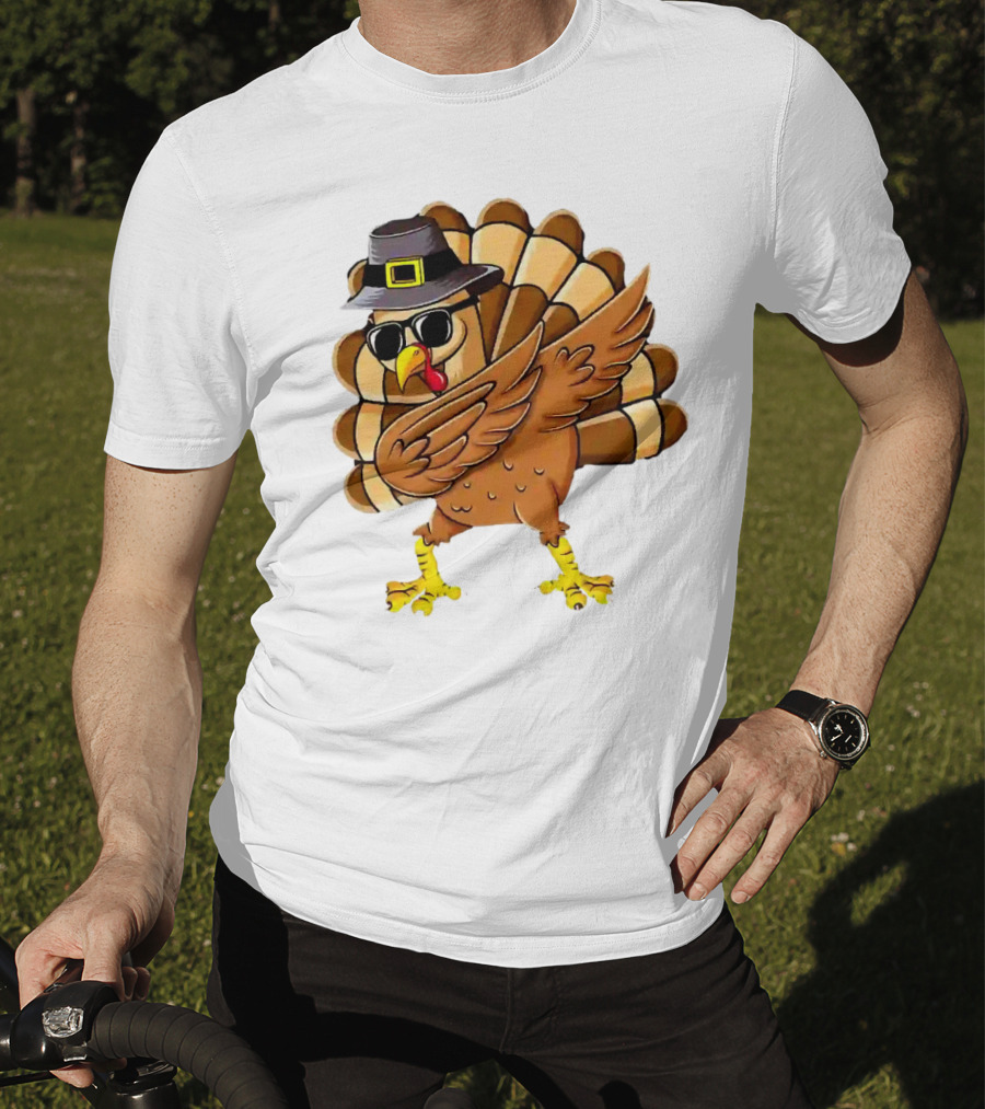 Dabbing Turkey Thanksgiving Day Pilgrim Hat Funny Dab T-Shirt