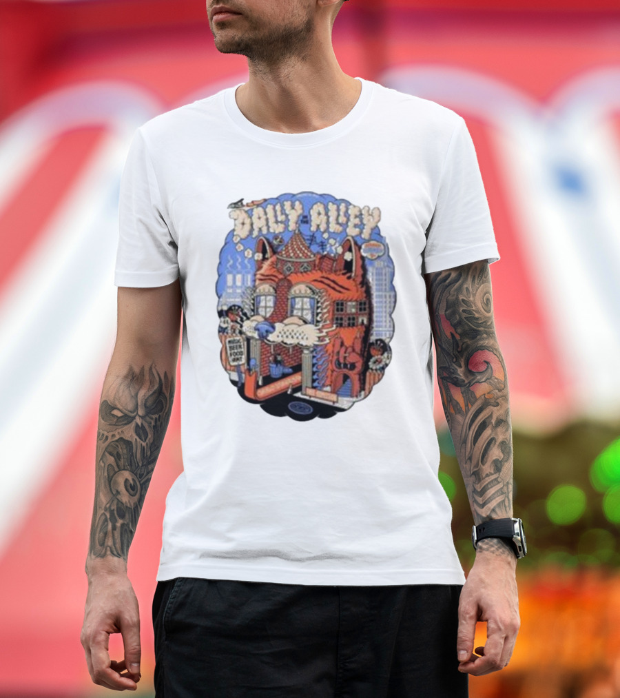 Dally In The Alley Detroit Michigan September 7 2024 Whimsical Cat Architecture and City Elements T-Shirt