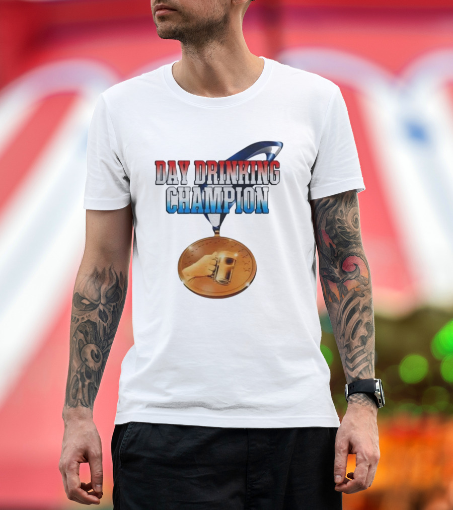 Day Drinking Champion Medal Beer Mug Fun T-Shirt