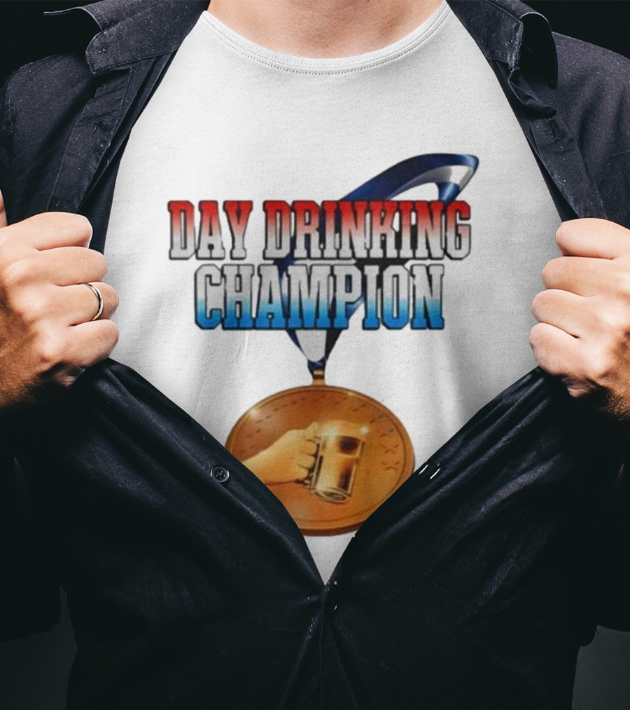 Day Drinking Champion Medal Beer Mug Fun T-Shirt