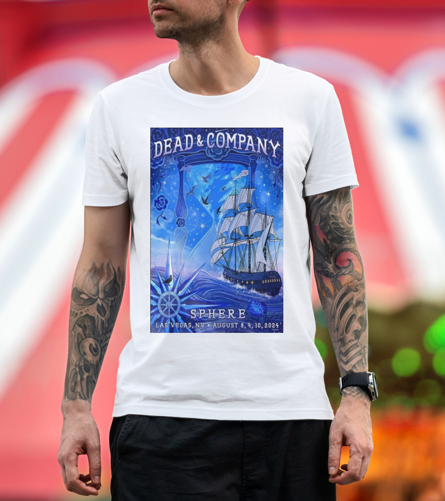 Dead and Company Ship Art Sphere Las Vegas NV August 8 9 10 T-Shirt