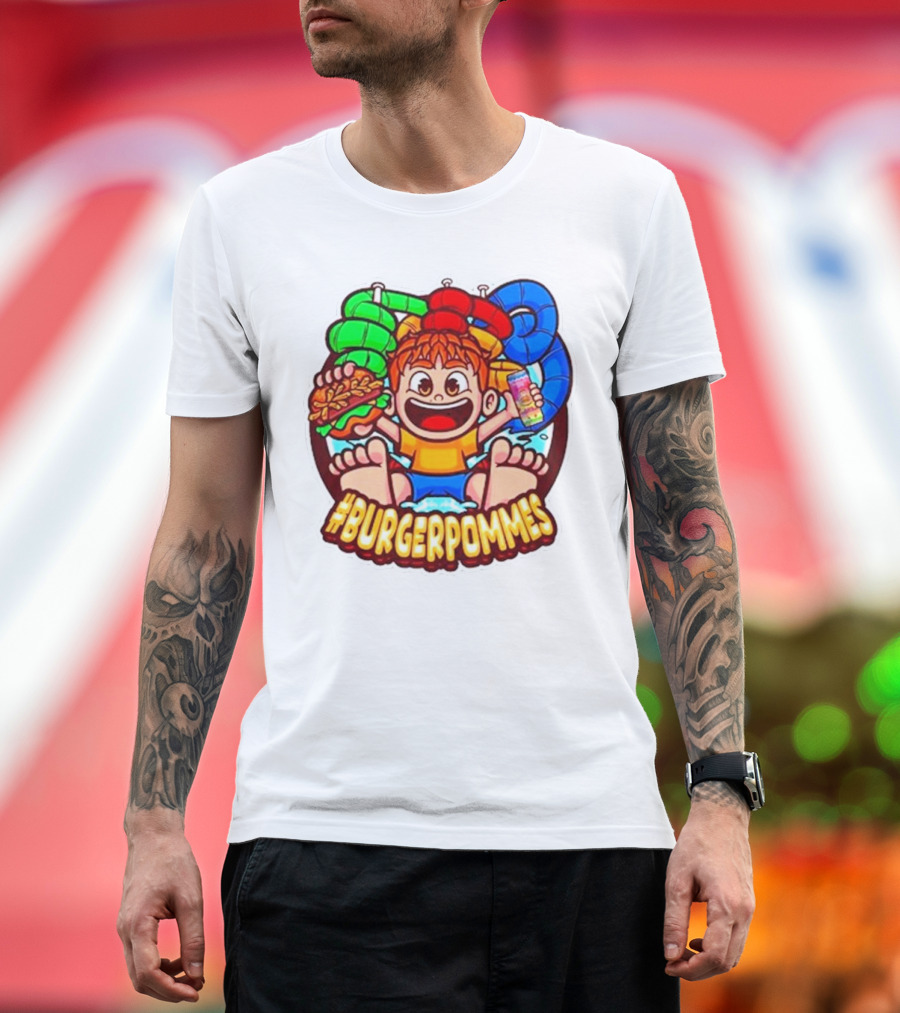 Lukasbs Burgerpommes Wasserpark Kids Fun Graphic with Slides and Snacks T-Shirt
