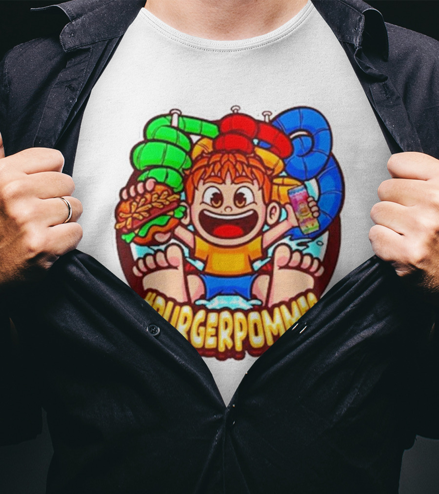 Lukasbs Burgerpommes Wasserpark Kids Fun Graphic With Slides And Snacks T-Shirt
